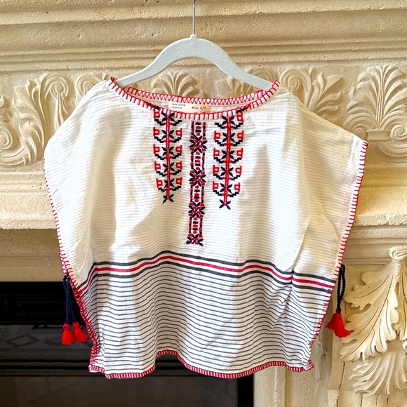 Embroidered White and Red girls boho Top - Picture 1 of 3